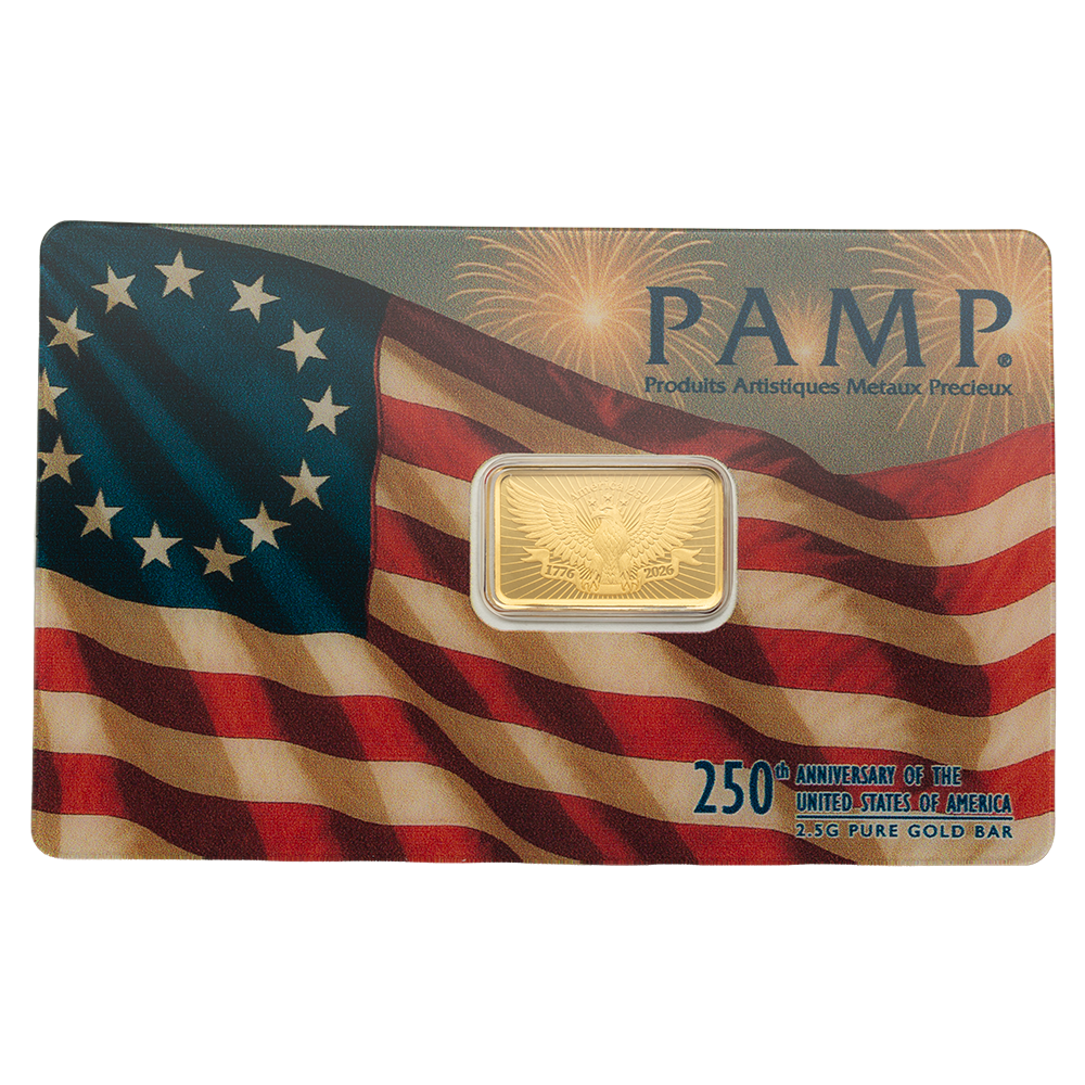 صورة2.5 gram gold PAMP 250th Anniversary of the United States – السوقcoinbay.ae
