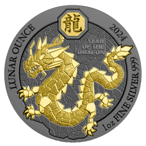صورةSilver Rwanda - Year of the Dragon 2024 Ruthenium and Gold Gilded 1 oz – السوقcoinbay.ae