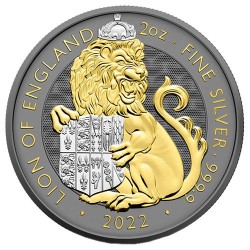 صورةRoyal Tudor Beasts - The Lion of England - 2022 - 2 oz Ruthenium Plated and Gold Gilded Silver Coin – السوقcoinbay.ae