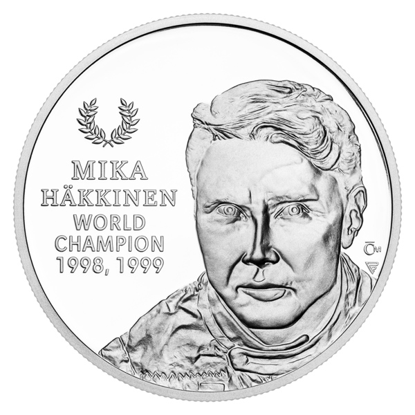 картинка 2 dollars Solomon Islands, Racing Legends - Mika Häkkinen-proof, 1 oz silver – площадка coinbay.ae